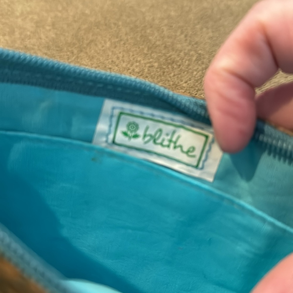 Blithe Embossed Leather Cosmetic Bag Zip Pouch Bl… - image 4